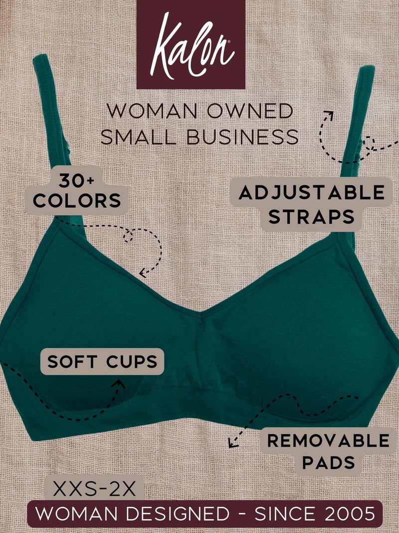Kalon Womenâ€™s 4 Pack Demi Padded Bralette Wireless Comfortable Bra (M/L Busty, Dark Vintage) - Image 4